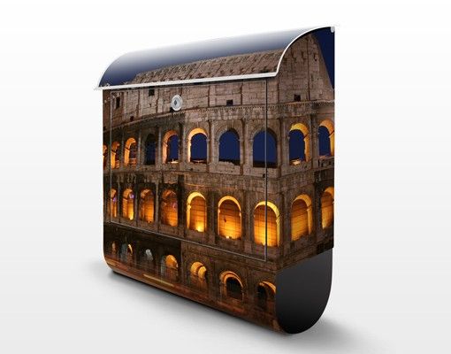 Briefkasten mit Zeitungsfach - Colosseum in Rom bei Nacht - Wandbriefkasten