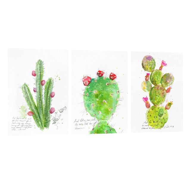 Wandbilder Blumen Kaktus mit Bibelvers Set I