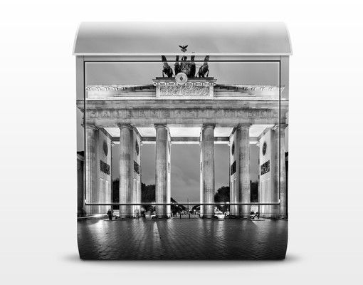 Postkasten grau Erleuchtetes Brandenburger Tor II