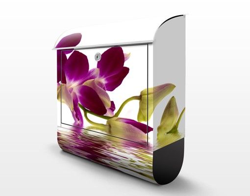 Design Briefkasten - Pink Orchid Waters - Wandbriefkasten Lila