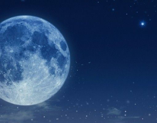 Wandbriefkasten - Moon Night Sea - Briefkasten Blau