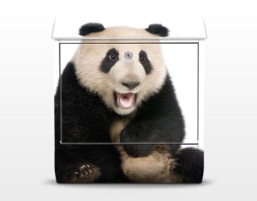 Briefkasten schwarz Lachender Panda