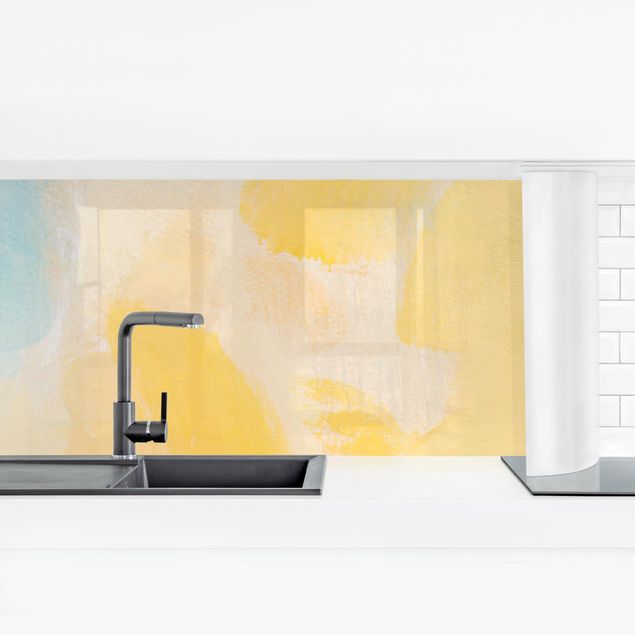 Küchenrückwand - Frühlingskomposition in Gelb und Blau