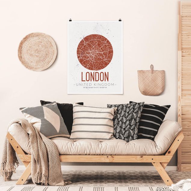 Wandbilder London Stadtplan London - Retro