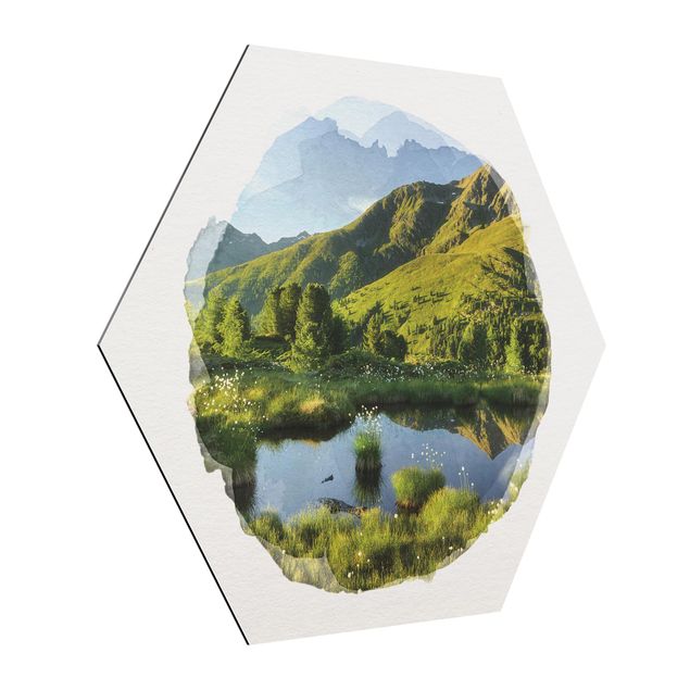 Wandbilder Landschaften Wasserfarben - Blick vom Hirschbichl ins Defereggental
