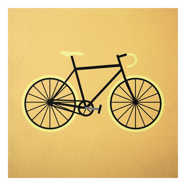 Wandbilder Kunstdrucke Fahrrad in Gelb