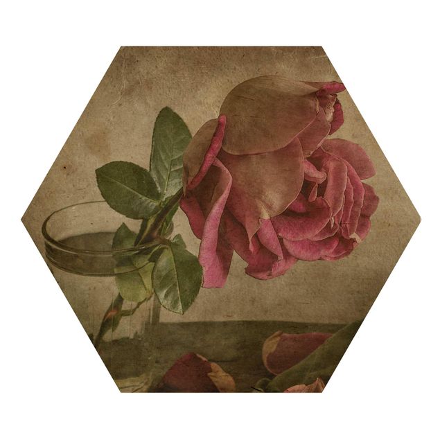 Wandbild Holz Tear of a Rose