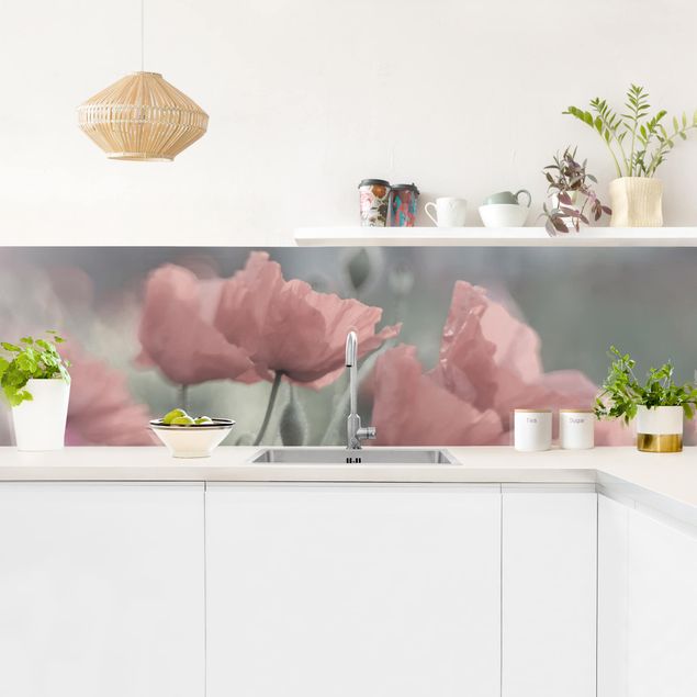 Spritzschutz Küche Glas Malerische Mohnblumen