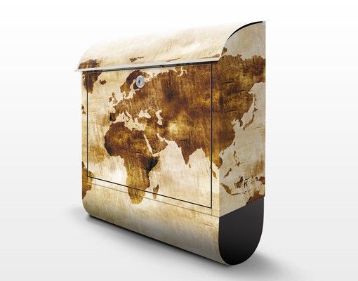 Postkasten beige No.CG75 Map of the world