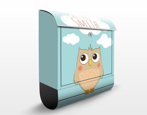 Briefkasten selbst gestalten No.JS178 WunschText Hello Owl