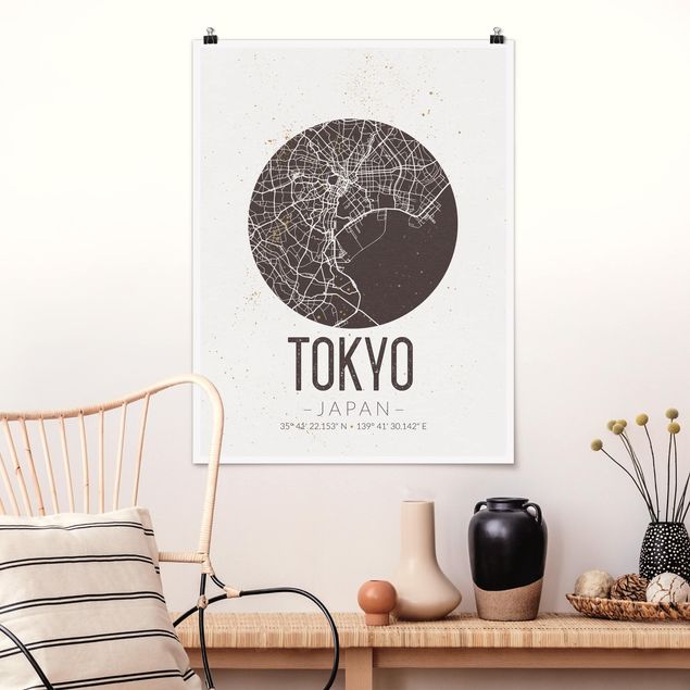 Wandbilder Asien Stadtplan Tokyo - Retro