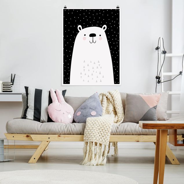 schwarz-weiß Poster Tierpark mit Mustern - Eisbär