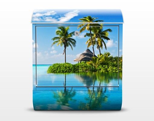 Briefkasten blau Tropisches Paradies