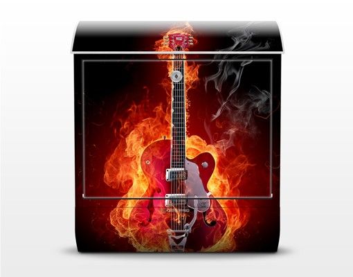 Briefkasten modern Gitarre in Flammen