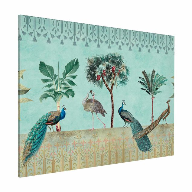 Küche Dekoration Vintage Collage - Tropische Vögel mit Palmen