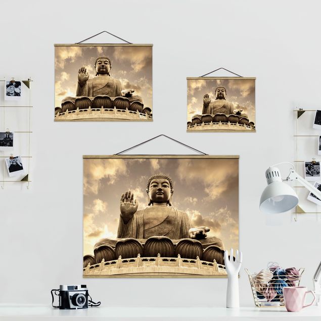 Stoffbilder Großer Buddha Sepia