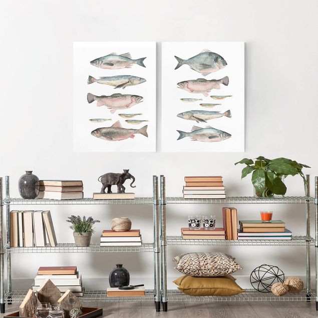 Küche Dekoration Fische in Aquarell Set I