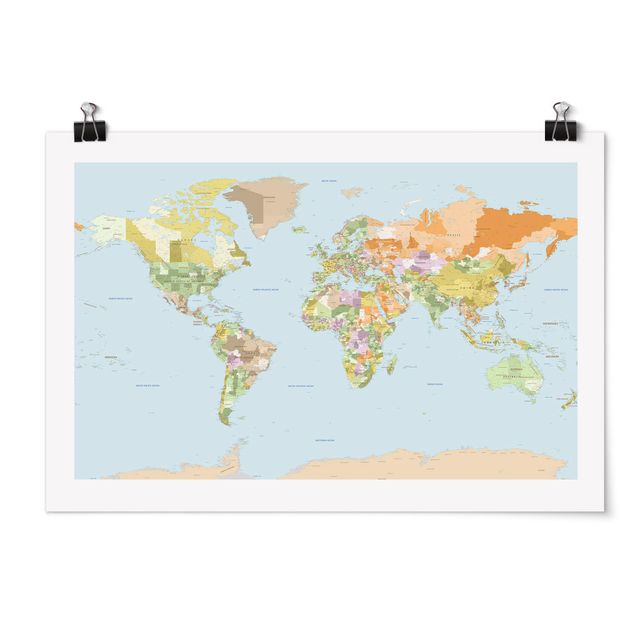 Wandbilder Weltkarten Politische Weltkarte