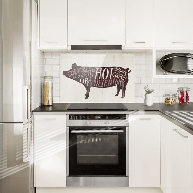 Küchenspiegel Glas Bauernhof BBQ - Schwein