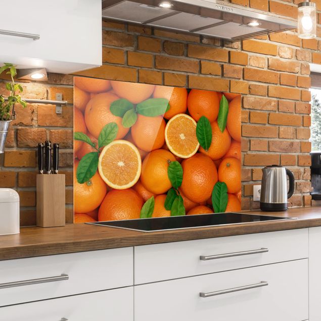 Spritzschutz Küche Glas Saftige Orangen