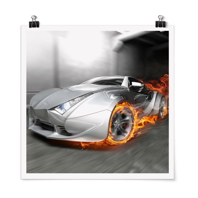 Wandbilder Autos Supercar in Flammen