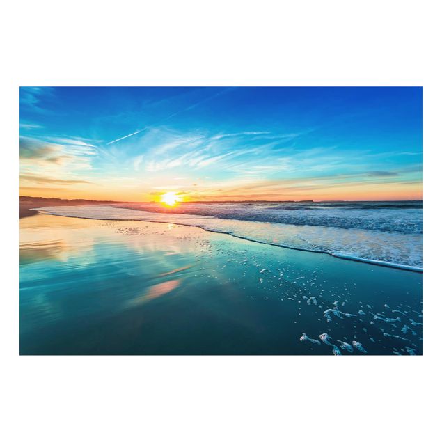 Spritzschutz Glas - Romantischer Sonnenuntergang am Meer - Querformat - 3:2