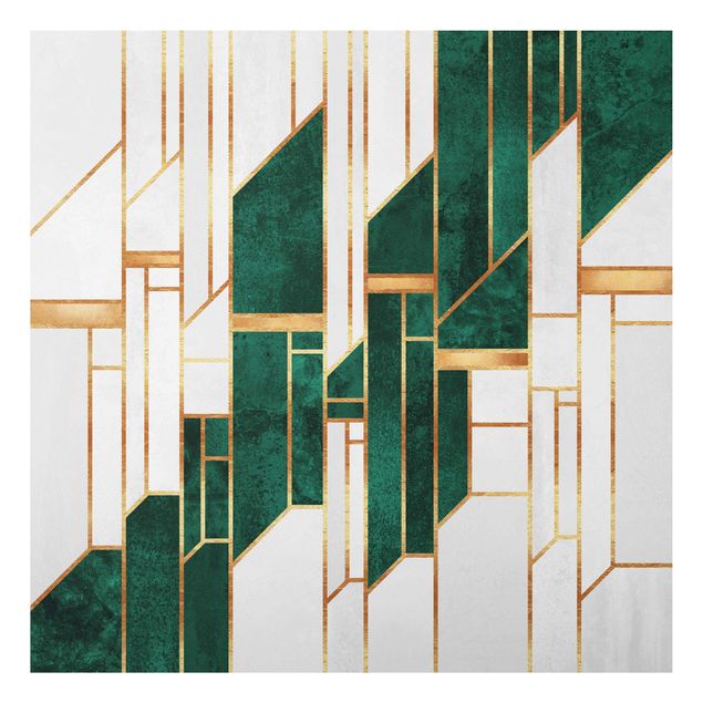 Wandbilder Kunstdrucke Emerald und Gold Geometrie