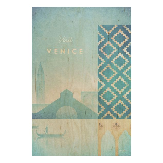 Vintage Bilder Holz Reiseposter - Venedig