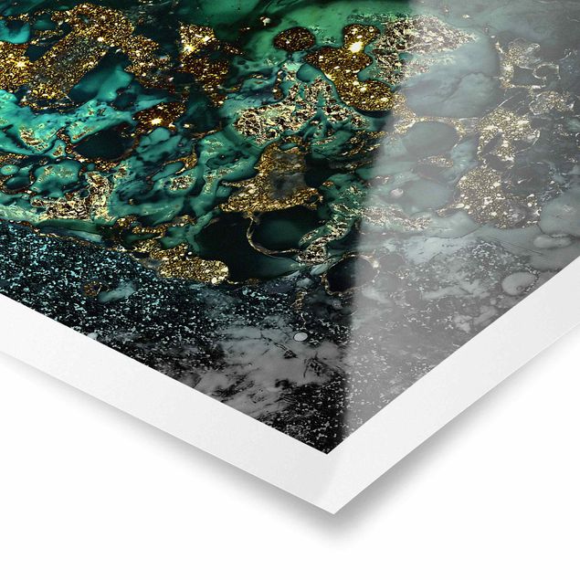 abstrakte Kunst Poster Goldene Meeres-Inseln Abstrakt