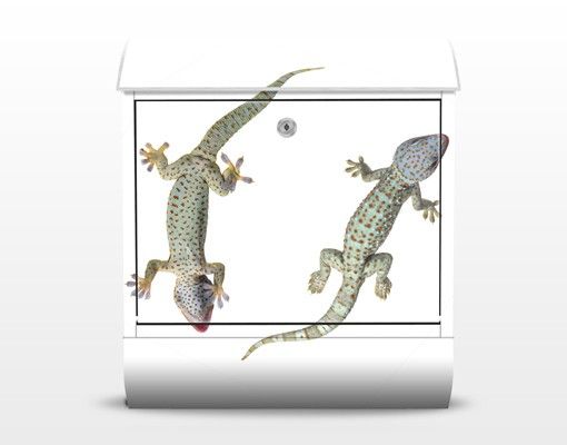 Briefkasten grün No.250 Neugierige Geckos
