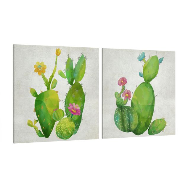 Wandbilder Blumen Kaktusfamilie Set I
