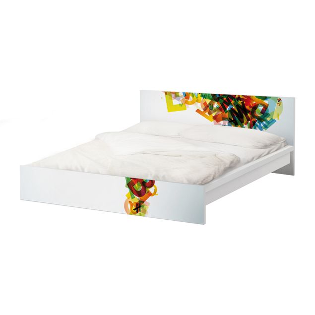 Möbelfolie für IKEA Malm Bett niedrig 160x200cm - Klebefolie Rainbow Alphabet