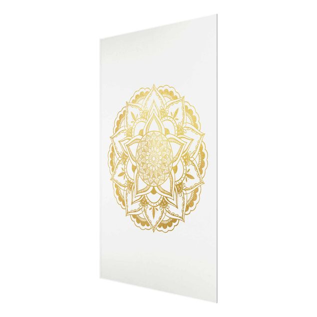 Bilder auf Glas Mandala Illustration Ornament weiß gold