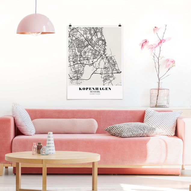 Weltkarte Poster Stadtplan Kopenhagen - Klassik