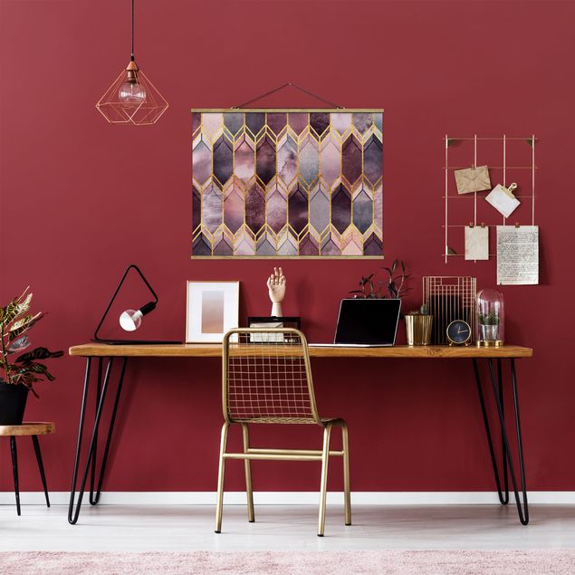 Wandbilder Muster Glasmalerei geometrisch Rosé Gold
