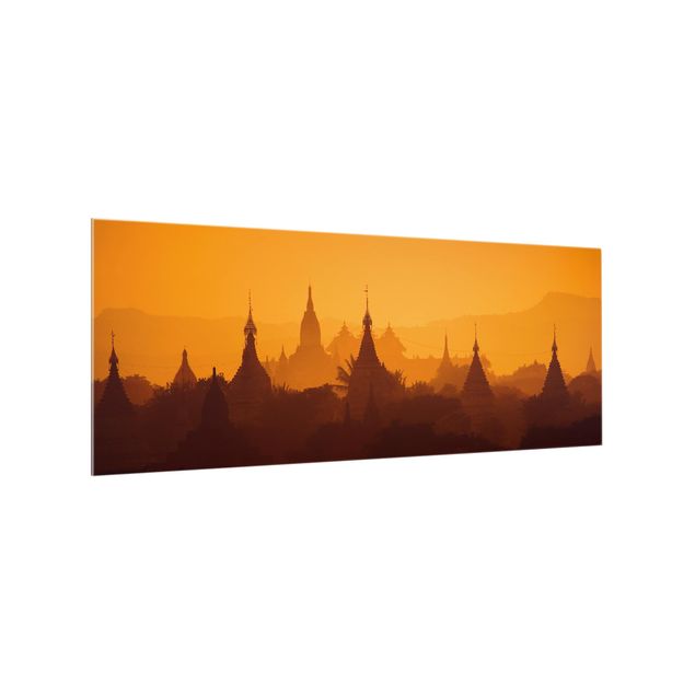 Spritzschutz Glas - Tempelstadt in Myanmar - Panorama - 5:2