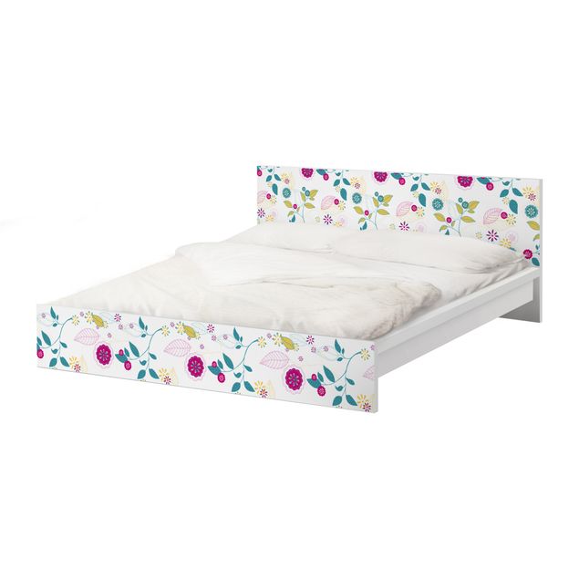 Möbelfolie für IKEA Malm Bett niedrig 180x200cm - Klebefolie Blumencocktail