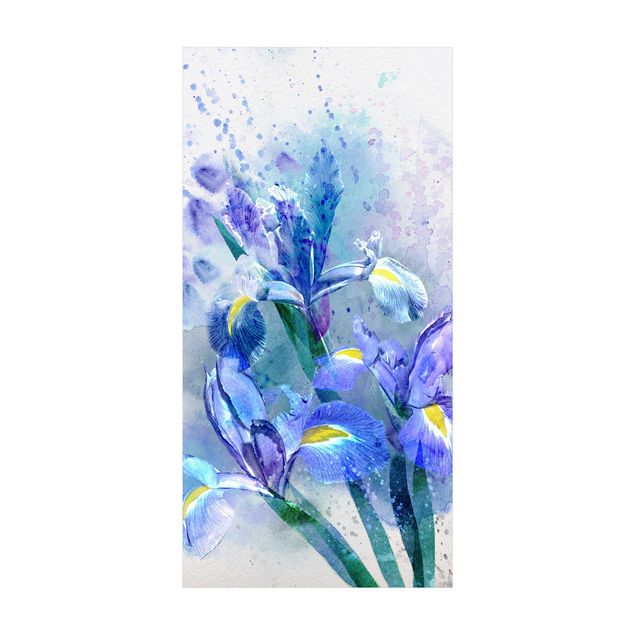 Moderne Teppiche Aquarell Blumen Iris