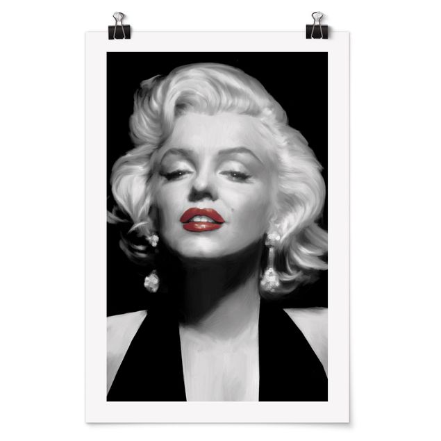 Wandbilder Portrait Marilyn mit roten Lippen
