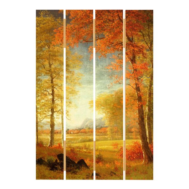 Holzbild Natur Albert Bierstadt - Herbst in Oneida County, New York