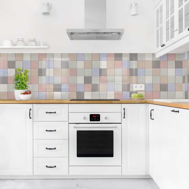 Küchenrückwände Uni Mosaik Fliesen - Shabby Bunt