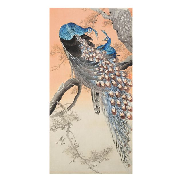 Wandbilder Retro Vintage Illustration Asiatischer Pfau I