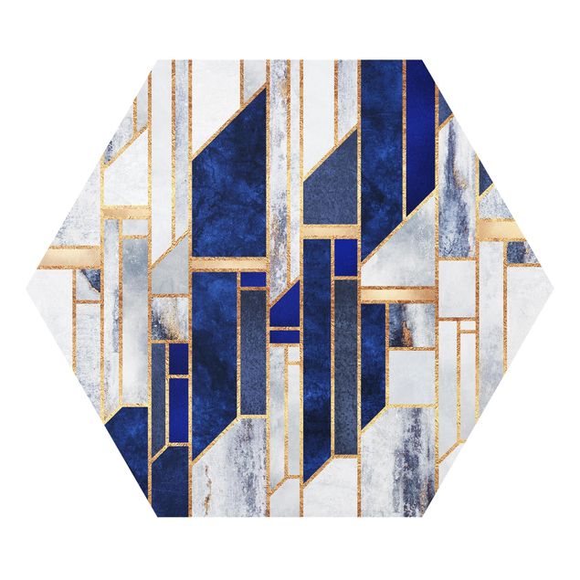 Wandbilder Blau Geometrische Formen mit Gold