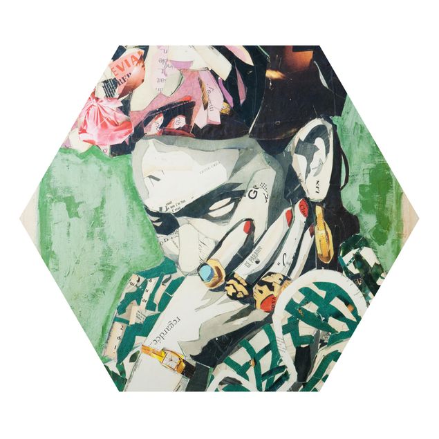 Wandbilder Grün Frida Kahlo - Collage No.3