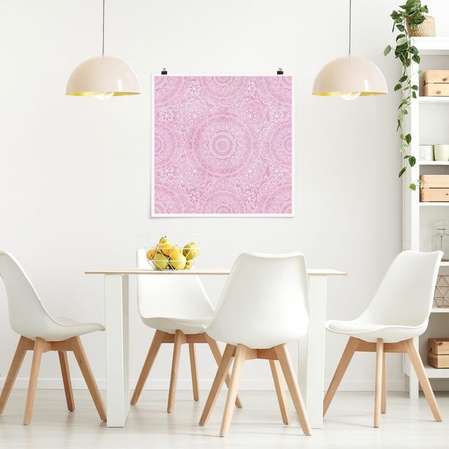 Wandbilder Kunstdrucke Muster Mandala Rosa