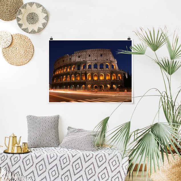 Wandbilder Italien Colosseum in Rom bei Nacht