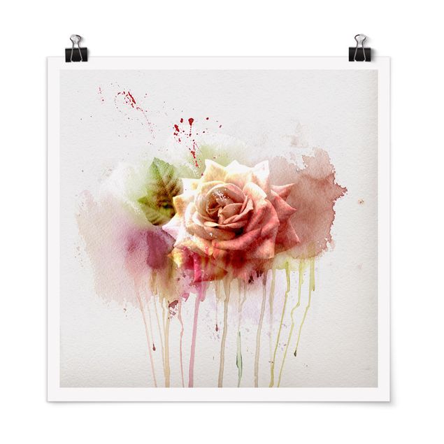Wandbilder Floral Aquarell Rose