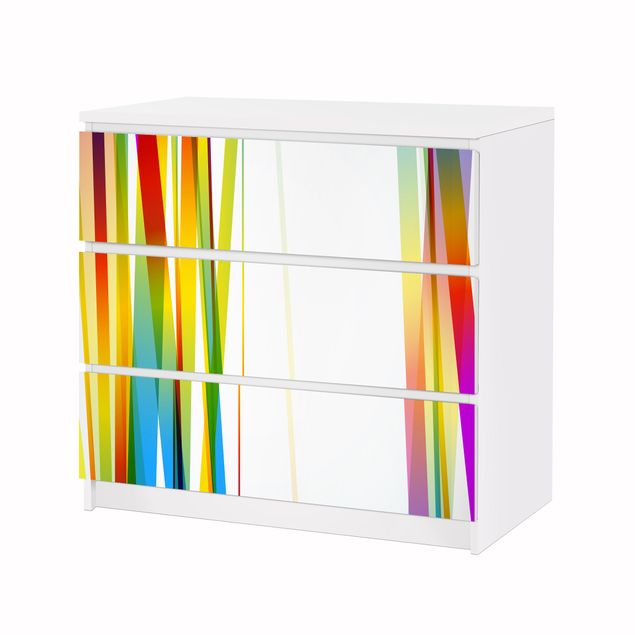 Möbelfolie für IKEA Malm Kommode - Klebefolie Rainbow stripes