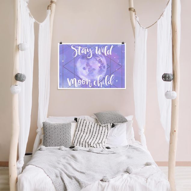 Poster mit Spruch Mond-Kind - Stay wild