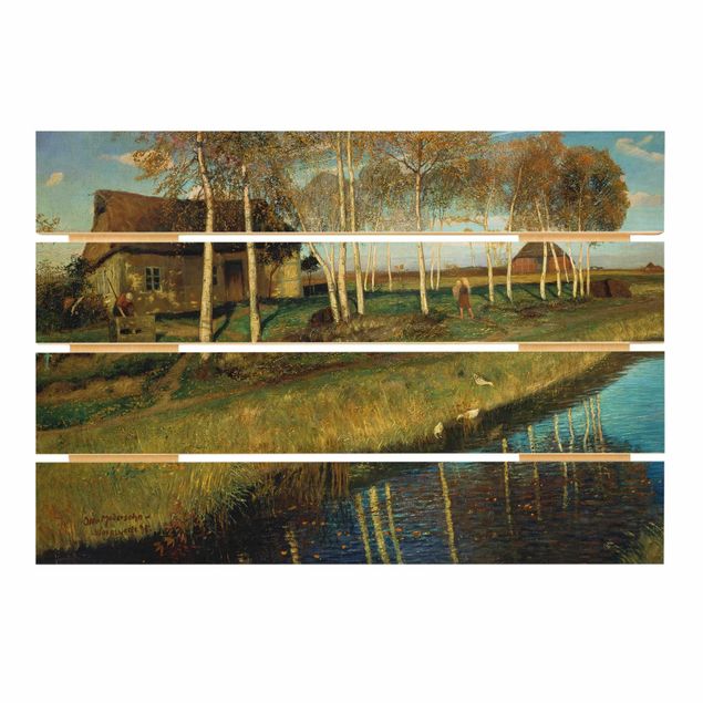 Holzbild Natur Otto Modersohn - Herbstmorgen am Moorkanal
